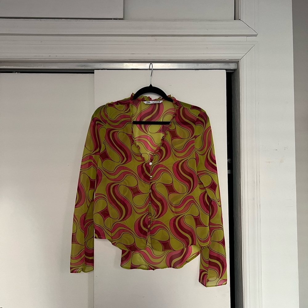 Zara Multicolor Swirl Blouse